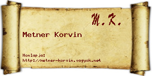 Metner Korvin névjegykártya